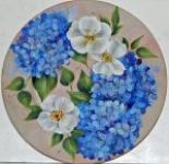 Hydrangea and White Rose Plate